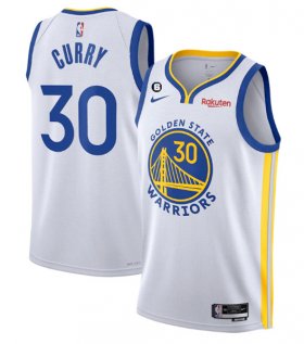Wholesale Cheap Men\'s Golden State Warriors #30 Stephen Curry White With No.6 Patch Stitched Jersey