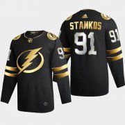 Cheap Tampa Bay Lightning #91 Steve Stamkos Men's Adidas Black Golden Edition Limited Stitched NHL Jersey