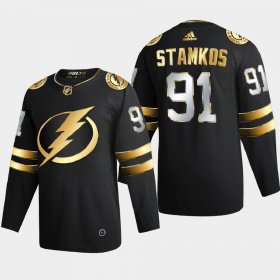 Cheap Tampa Bay Lightning #91 Steve Stamkos Men\'s Adidas Black Golden Edition Limited Stitched NHL Jersey