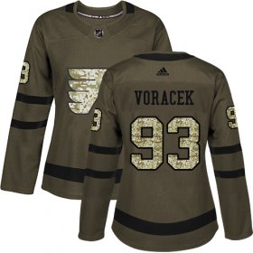 Wholesale Cheap Adidas Flyers #93 Jakub Voracek Green Salute to Service Women\'s Stitched NHL Jersey
