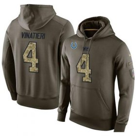 Wholesale Cheap NFL Men\'s Nike Indianapolis Colts #4 Adam Vinatieri Stitched Green Olive Salute To Service KO Performance Hoodie