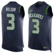 Wholesale Cheap Nike Seahawks #3 Russell Wilson Steel Blue Team Color Men's Stitched NFL Limited Tank Top Jersey