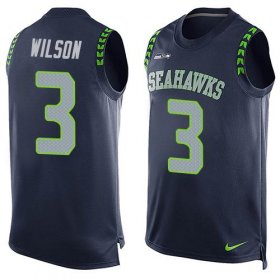 Wholesale Cheap Nike Seahawks #3 Russell Wilson Steel Blue Team Color Men\'s Stitched NFL Limited Tank Top Jersey