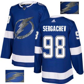 Wholesale Cheap Adidas Lightning #98 Mikhail Sergachev Blue Home Authentic Fashion Gold Stitched NHL Jersey