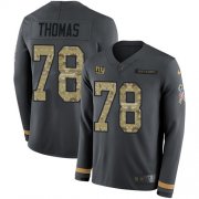 Wholesale Cheap Nike Giants #78 Andrew Thomas Anthracite Salute to Service Youth Stitched NFL Limited Therma Long Sleeve Jersey