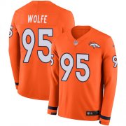 Wholesale Cheap Nike Broncos #95 Derek Wolfe Orange Team Color Men's Stitched NFL Limited Therma Long Sleeve Jersey