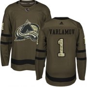 Wholesale Cheap Adidas Avalanche #1 Semyon Varlamov Green Salute to Service Stitched Youth NHL Jersey
