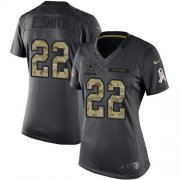 Wholesale Cheap Nike Cowboys #22 Emmitt Smith Black Women's Stitched NFL Limited 2016 Salute to Service Jersey