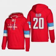 Wholesale Cheap Washington Capitals #20 Lars Eller Red adidas Lace-Up Pullover Hoodie