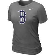 Wholesale Cheap Women's MLB Boston Red Sox Heathered Nike Blended T-Shirt Dark Grey
