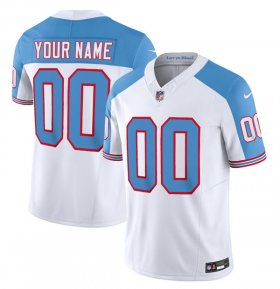 Wholesale Cheap Men\'s Tennessee Titans Active Player Custom White Blue 2023 F.U.S.E. Vapor Limited Throwback Football Stitched Jersey
