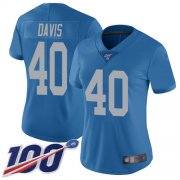 Wholesale Cheap Nike Lions #40 Jarrad Davis Blue Throwback Women's Stitched NFL 100th Season Vapor Limited Jersey
