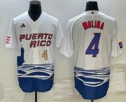 Cheap Mens Puerto Rico Baseball #4 Carlos Correa Number 2023 White World Baseball Classic Stitched Jersey