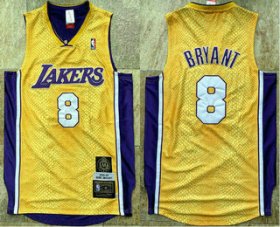 Wholesale Cheap Men\'s Los Angeles Lakers #8 Kobe Bryant Yellow 2001-02 Hardwood Classics Soul AU Throwback Jersey