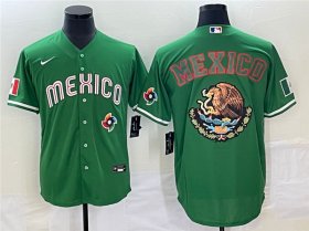 Wholesale Cheap Men\'s Mexico Baseball 2023 Green Team Big Logo World Baseball Classic Stitched Jersey