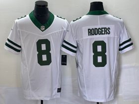 Wholesale Cheap Men\'s New York Jets #8 Aaron Rodgers White 2023 F.U.S.E. Vapor Limited Throwback Stitched Football Jersey