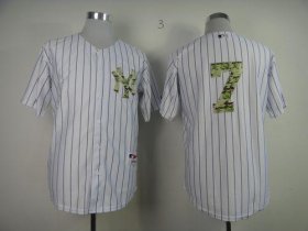 Wholesale Cheap Yankees #7 Mickey Mantle White USMC Cool Base Stitched MLB Jersey