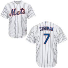 Wholesale Cheap Mets #7 Marcus Stroman White(Blue Strip) New Cool Base Stitched MLB Jersey