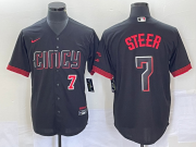 Wholesale Cheap Men's Cincinnati Reds #7 Spencer Steer Numer Black 2023 City Connect Cool Base Stitched Baseball Jersey