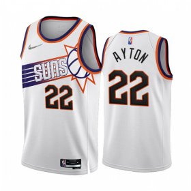 Wholesale Cheap Men\'s Phoenix Suns #22 Deandre Ayton 2022-23 White 75th Anniversary Association Edition Stitched Jersey