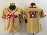 Wholesale Cheap Women's San Francisco 49ers Gold Team Big Logo With Patch Cool Base Stitched Baseball Jersey