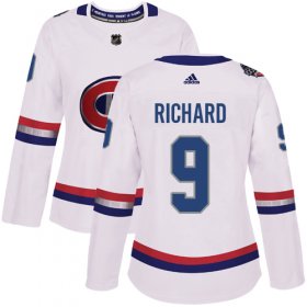 Wholesale Cheap Adidas Canadiens #9 Maurice Richard White Authentic 2017 100 Classic Women\'s Stitched NHL Jersey