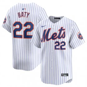 Cheap Men\'s New York Mets #22 Brett Baty White 2024 Home Limited Stitched Baseball Jersey