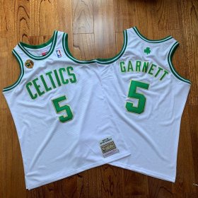 Wholesale Cheap Men\'s Boston Celtics #5 Kevin Garnett White 2008 NBA 17th Champions Patch 2007-08 Hardwood Classics Soul AU Throwback Jersey