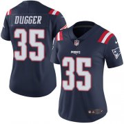 Wholesale Cheap Nike Patriots #35 Kyle Dugger Navy Blue Women's Stitched NFL Limited Rush Jersey