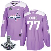 Wholesale Cheap Adidas Capitals #77 T.J. Oshie Purple Authentic Fights Cancer Stanley Cup Final Champions Stitched Youth NHL Jersey