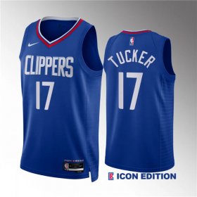 Men\'s Los Angeles Clippers #17 P.j. Tucker Blue Icon Edition Stitched Jersey