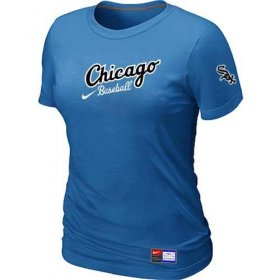 Wholesale Cheap Women\'s Chicago White Sox Nike Away Practice MLB T-Shirt Indigo Blue