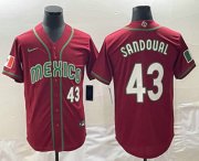 Cheap Men's Mexico Baseball #43 Patrick Sandoval Number 2023 Red World Classic Stitched Jersey