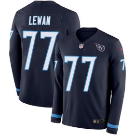 Wholesale Cheap Nike Titans #77 Taylor Lewan Navy Blue Team Color Men\'s Stitched NFL Limited Therma Long Sleeve Jersey