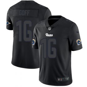 Wholesale Cheap Nike Rams #16 Jared Goff Black Men\'s Stitched NFL Limited Rush Impact Jersey