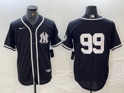 Cheap Men's New York Yankees #99 Aaron Judge No Name Black White Cool Base Stitched Jersey