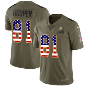 Wholesale Cheap Nike Browns #81 Austin Hooper Olive/USA Flag Men\'s Stitched NFL Limited 2017 Salute To Service Jersey