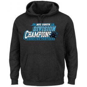 Wholesale Cheap Men\'s Carolina Panthers Majestic Black 2015 NFC South Division Champions Pullover Hoodie