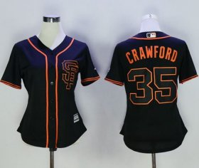 Wholesale Cheap Giants #35 Brandon Crawford Black Alternate Women\'s Stitched MLB Jersey