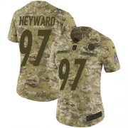 Wholesale Cheap Nike Steelers #97 Cameron Heyward Camo Women's Stitched NFL Limited 2018 Salute to Service Jersey