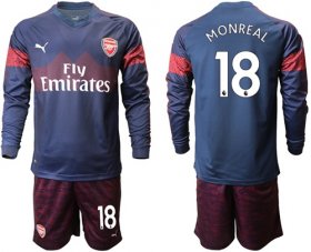 Wholesale Cheap Arsenal #18 Monreal Away Long Sleeves Soccer Club Jersey