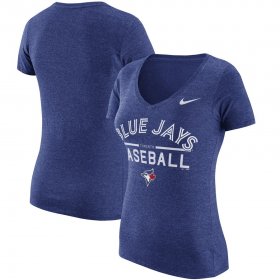 Wholesale Cheap Toronto Blue Jays Nike Women\'s Practice 1.7 Tri-Blend V-Neck T-Shirt Heathered Royal