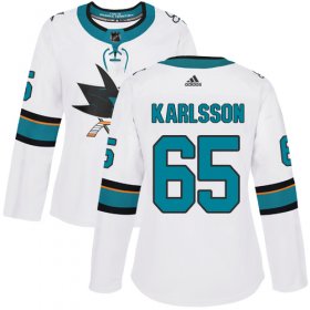 Wholesale Cheap Adidas Sharks #65 Erik Karlsson White Road Authentic Women\'s Stitched NHL Jersey
