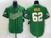 Wholesale Cheap Men's Philadelphia Eagles #62 Jason Kelce Green Gold Cool Base Stitched Baseball Jersey