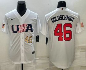 Cheap Mens USA Baseball #46 Paul Goldschmidt Number 2023 White World Baseball Classic Stitched Jersey