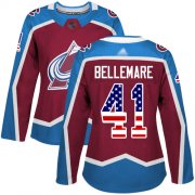 Wholesale Cheap Adidas Avalanche #41 Pierre-Edouard Bellemare Burgundy Home Authentic USA Flag Women's Stitched NHL Jersey