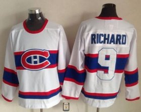 Wholesale Cheap Canadiens #9 Maurice Richard White CCM Throwback Stitched NHL Jersey