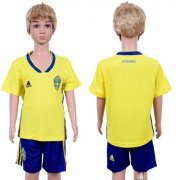 Wholesale Cheap Sweden Blank Home Kid Soccer Country Jersey