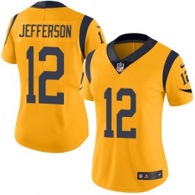 Wholesale Cheap Nike Rams #12 Van Jefferson Gold Women\'s Stitched NFL Limited Rush Jersey