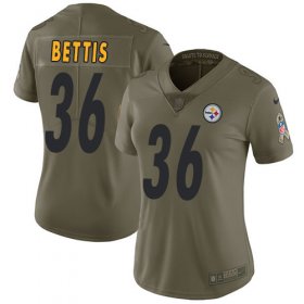 Wholesale Cheap Nike Steelers #36 Jerome Bettis Olive Women\'s Stitched NFL Limited 2017 Salute to Service Jersey